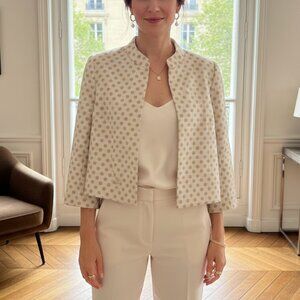 Buchanan & Kang WInter White Ivory Boxy Jacket Blazer Circle Split Back